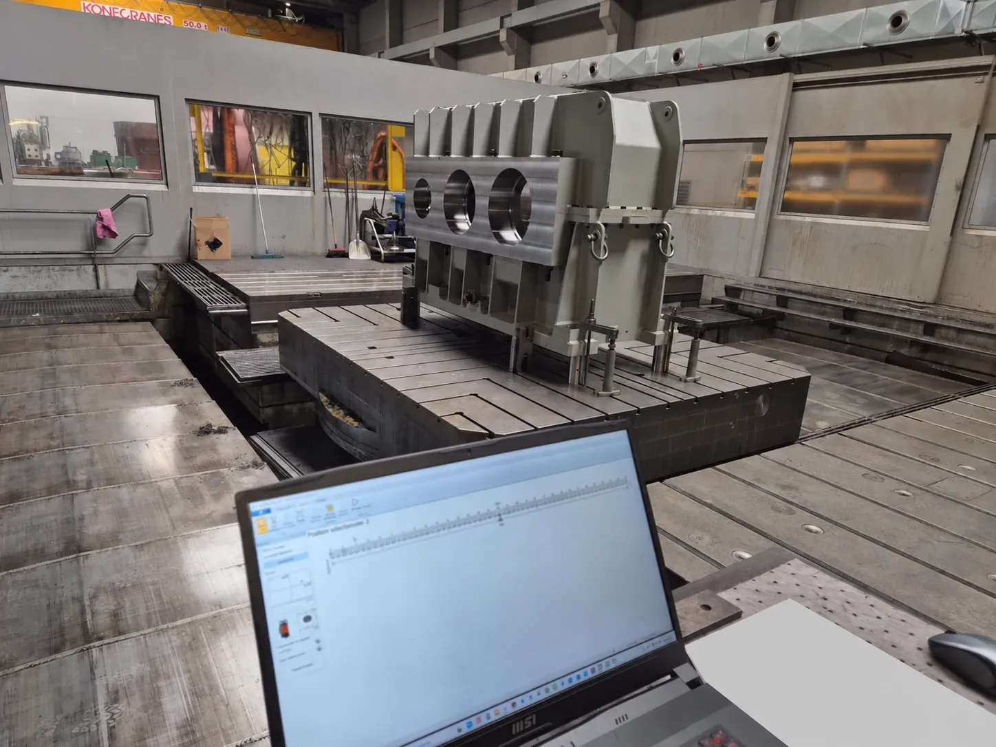 Contrôle géométrique d’une aléseuse avant et après maintenance